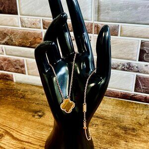 Alhambra Vintage Brown Clover Rose Gold Necklace